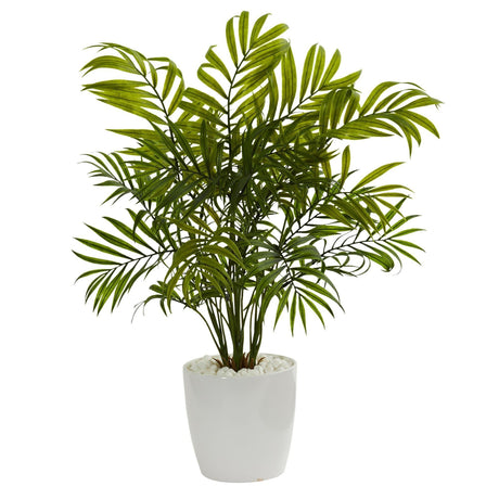 Palms in White Planter Artificial Plant (Set of 2)-Parc Decor