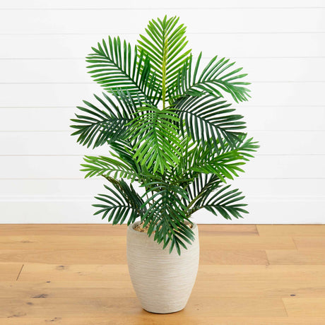 Paradise Palm Artificial Tree in Sand Colored Planter-Parc Decor