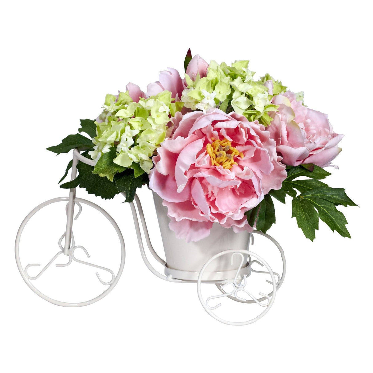 Peony & Hydrangea Tricycle Silk Flower Arrangement-Parc Decor