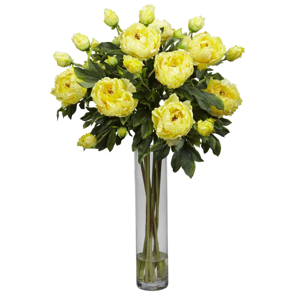Peony w/Cylinder Silk Flower Arrangement-Parc Decor