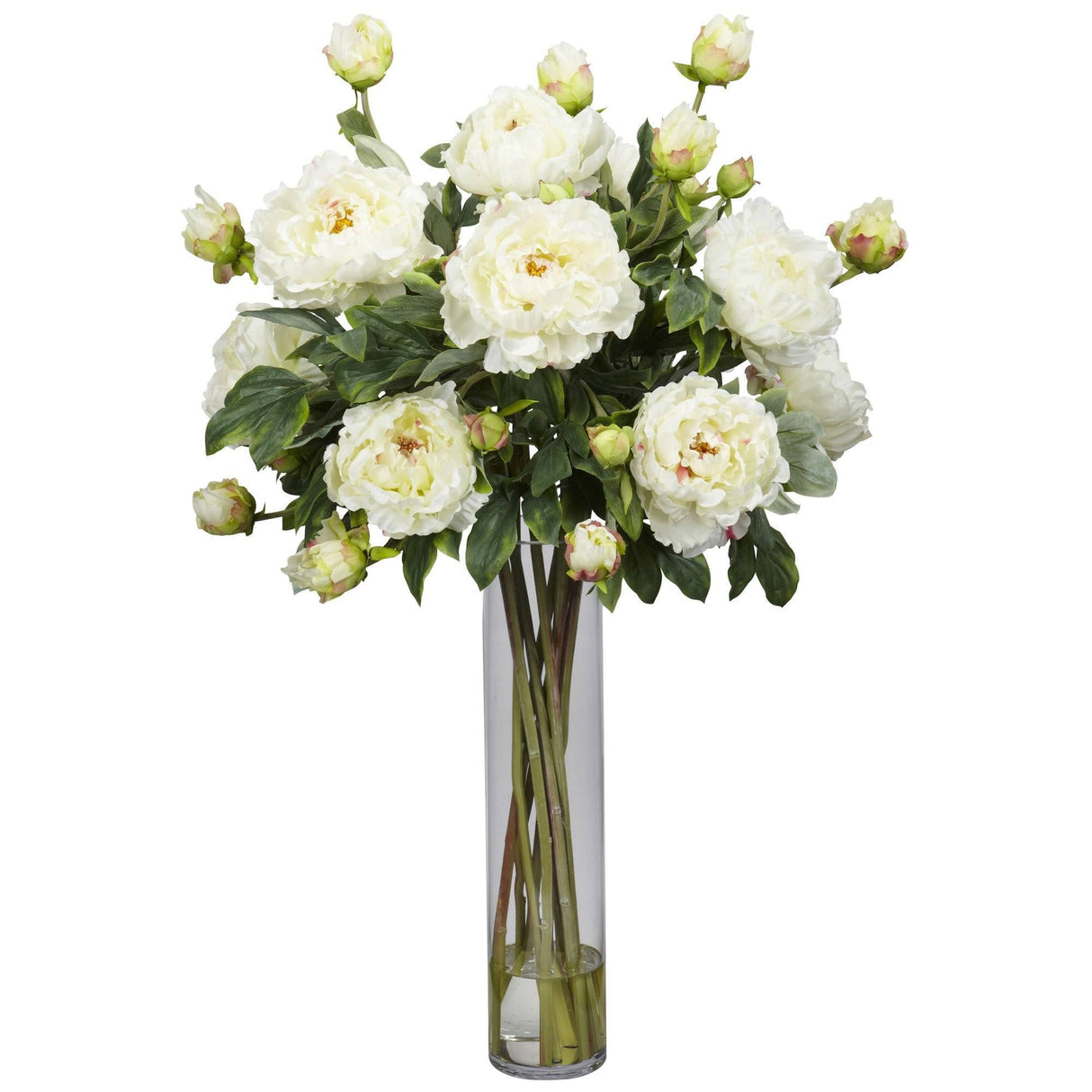 Peony w/Cylinder Silk Flower Arrangement-Parc Decor