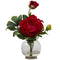 Peony w/Fluted Vase Silk Flower Arrangement-Parc Decor