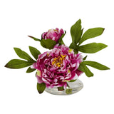 Peony w/Glass Vase (Set of 3)-Parc Decor