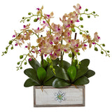 Phalaenopsis Orchid Arrangement in Decorative Wood Vase-Parc Decor