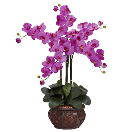 Phalaenopsis w/Decorative Vase Silk Flower Arrangement-Parc Decor