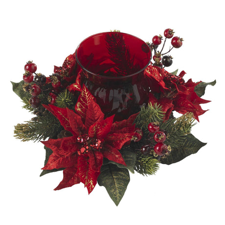 Poinsettia & Berry Candelabrum-Parc Decor