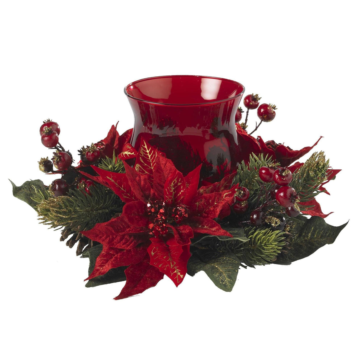 Poinsettia & Berry Candelabrum-Parc Decor