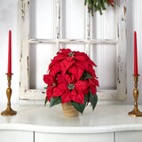 Poinsettia w/Ceramic Vase Silk Flower Arrangement-Parc Decor
