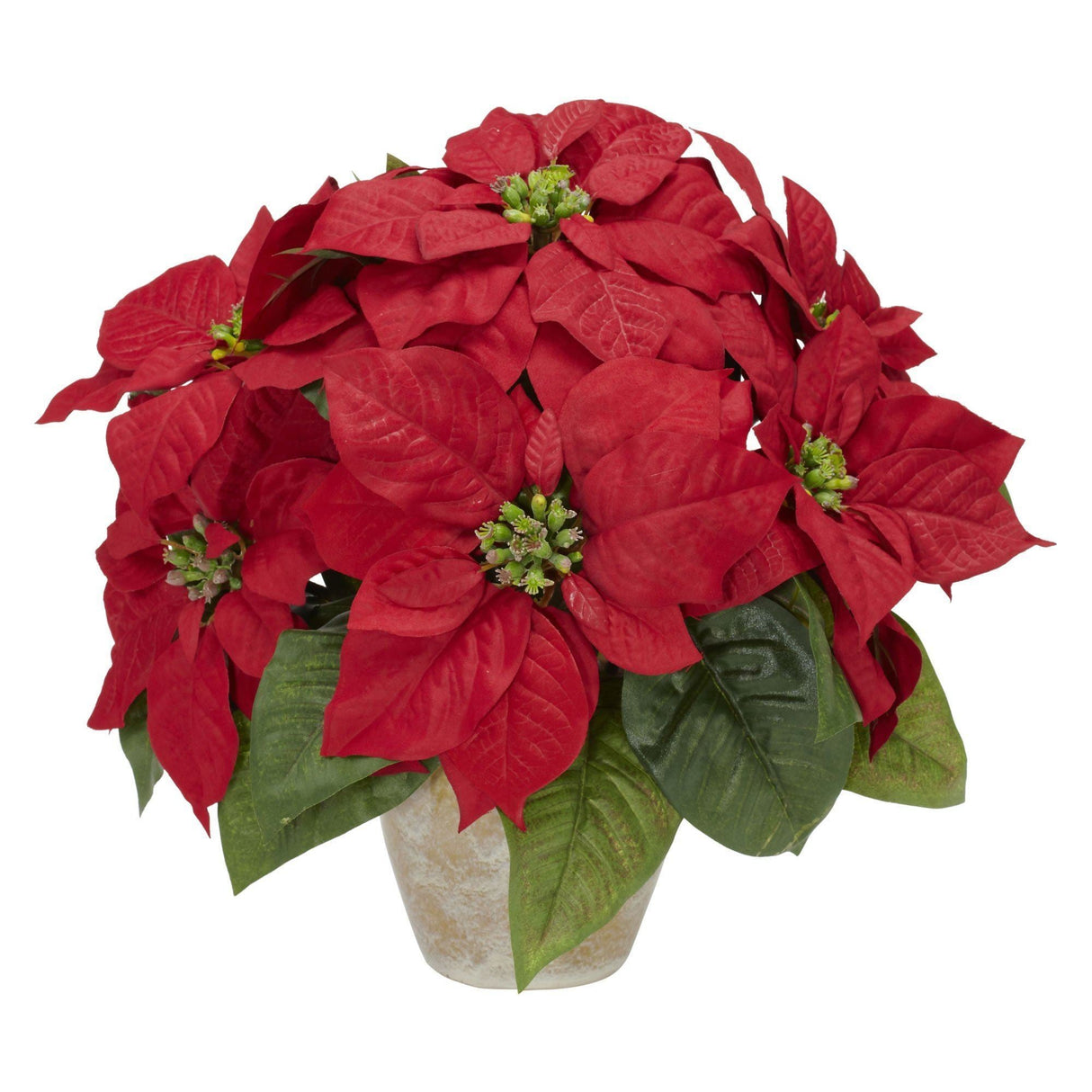 Poinsettia w/Ceramic Vase Silk Flower Arrangement-Parc Decor