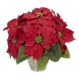 Poinsettia w/Ceramic Vase Silk Flower Arrangement-Parc Decor