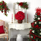 Poinsettia w/Decorative Planter Silk arrangement-Parc Decor