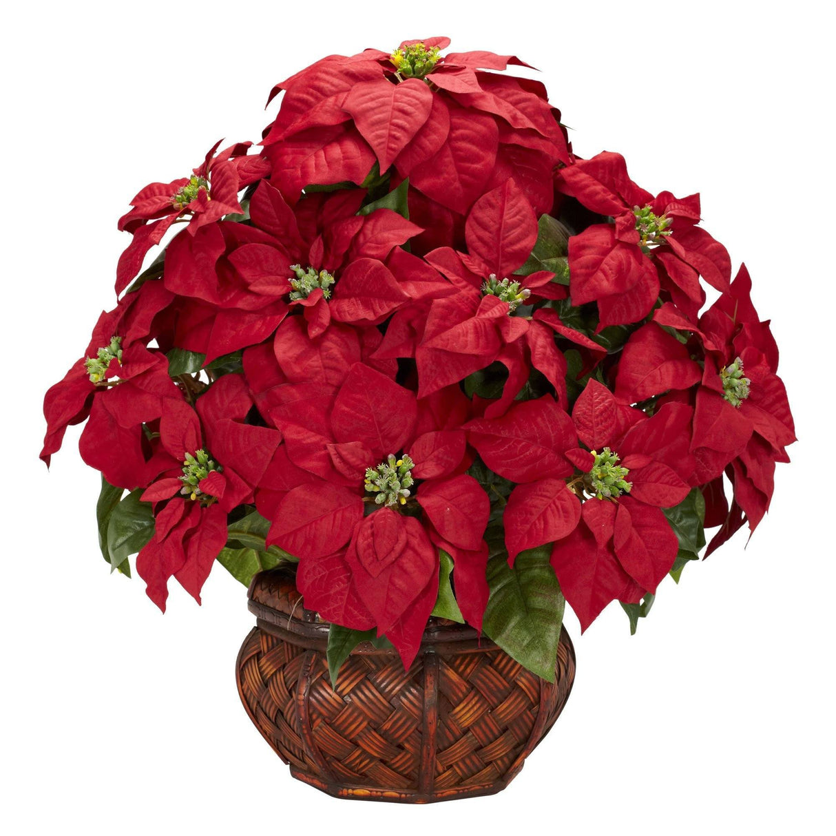 Poinsettia w/Decorative Planter Silk arrangement-Parc Decor