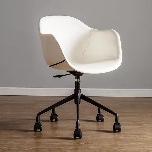 White Prescott Office Chair with black five-star base and casters.