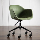 Green Prescott Office Chair with distressed faux leather and black rolling base.