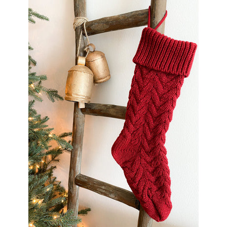 Red Knitted Christmas Stocking-Parc Decor