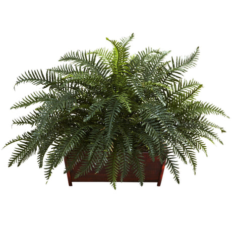 River Fern w/Wood Planter-Parc Decor