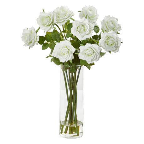 Rose Artificial Arrangement in Cylinder Vase-Parc Decor