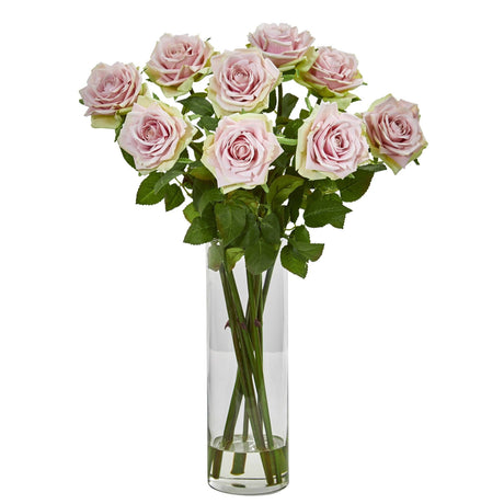 Rose Artificial Arrangement in Cylinder Vase-Parc Decor