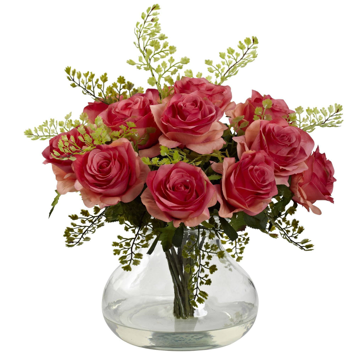 Rose & Maiden Hair Arrangement w/Vase-Parc Decor