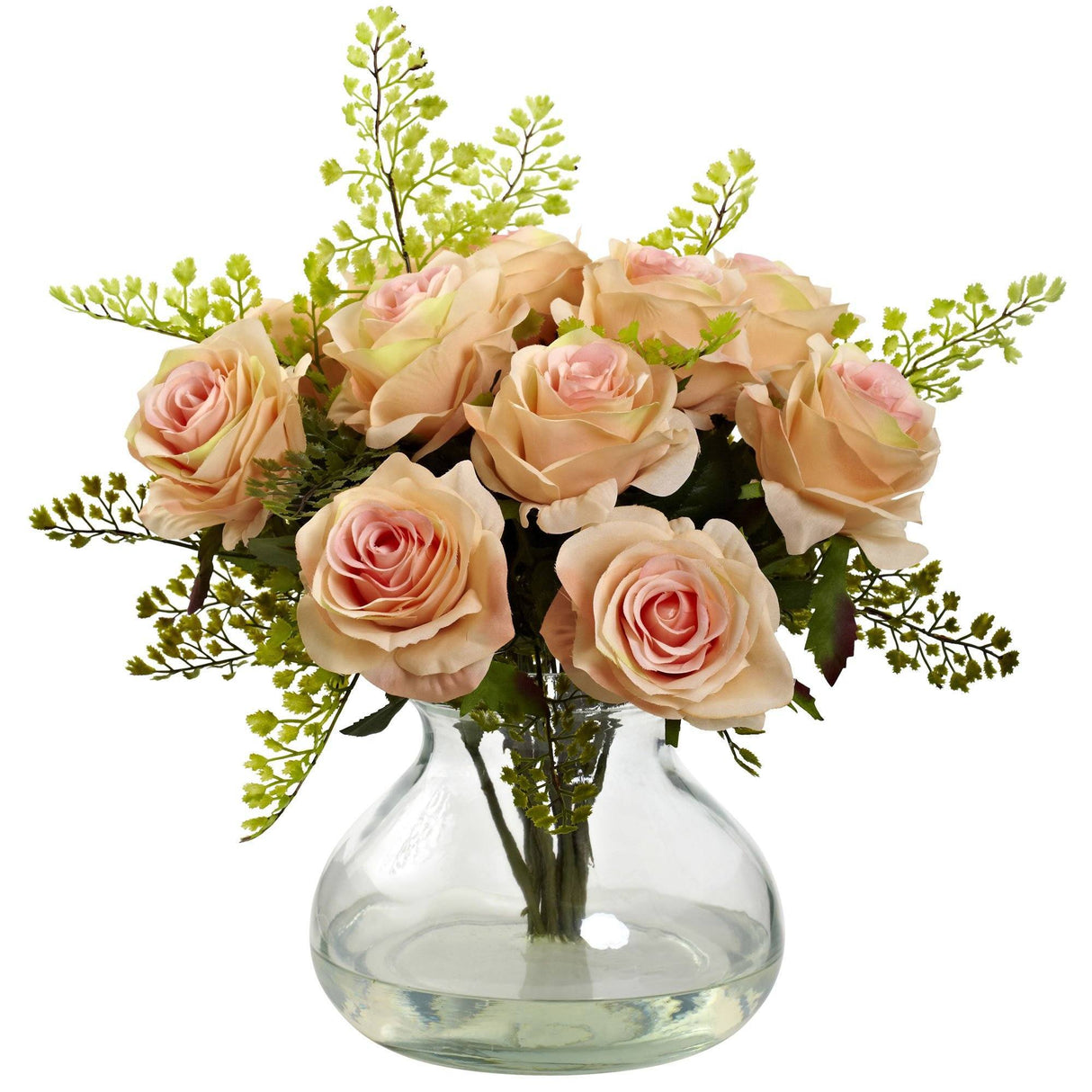 Rose & Maiden Hair Arrangement w/Vase-Parc Decor