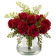 Rose & Maiden Hair Arrangement w/Vase-Parc Decor