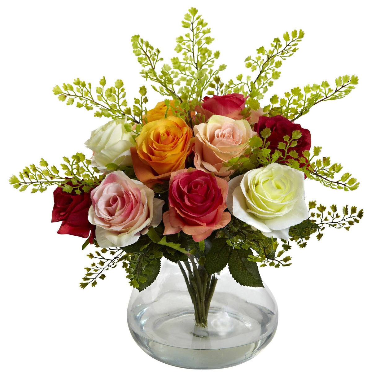 Rose & Maiden Hair Arrangement w/Vase-Parc Decor