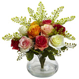 Rose & Maiden Hair Arrangement w/Vase-Parc Decor