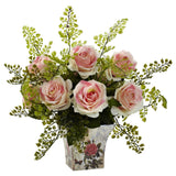 Rose & Maiden Hair w/Floral Planter-Parc Decor