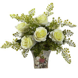 Rose & Maiden Hair w/Floral Planter-Parc Decor