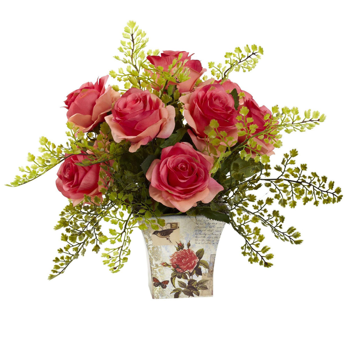 Rose & Maiden Hair w/Floral Planter-Parc Decor