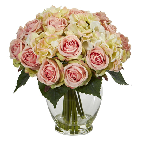 Rose and Hydrangea Bouquet Artificial Arrangement-Parc Decor