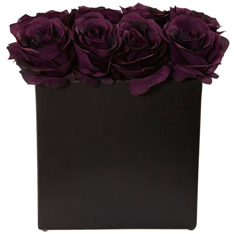 Roses Arrangement in Black Vase-Parc Decor