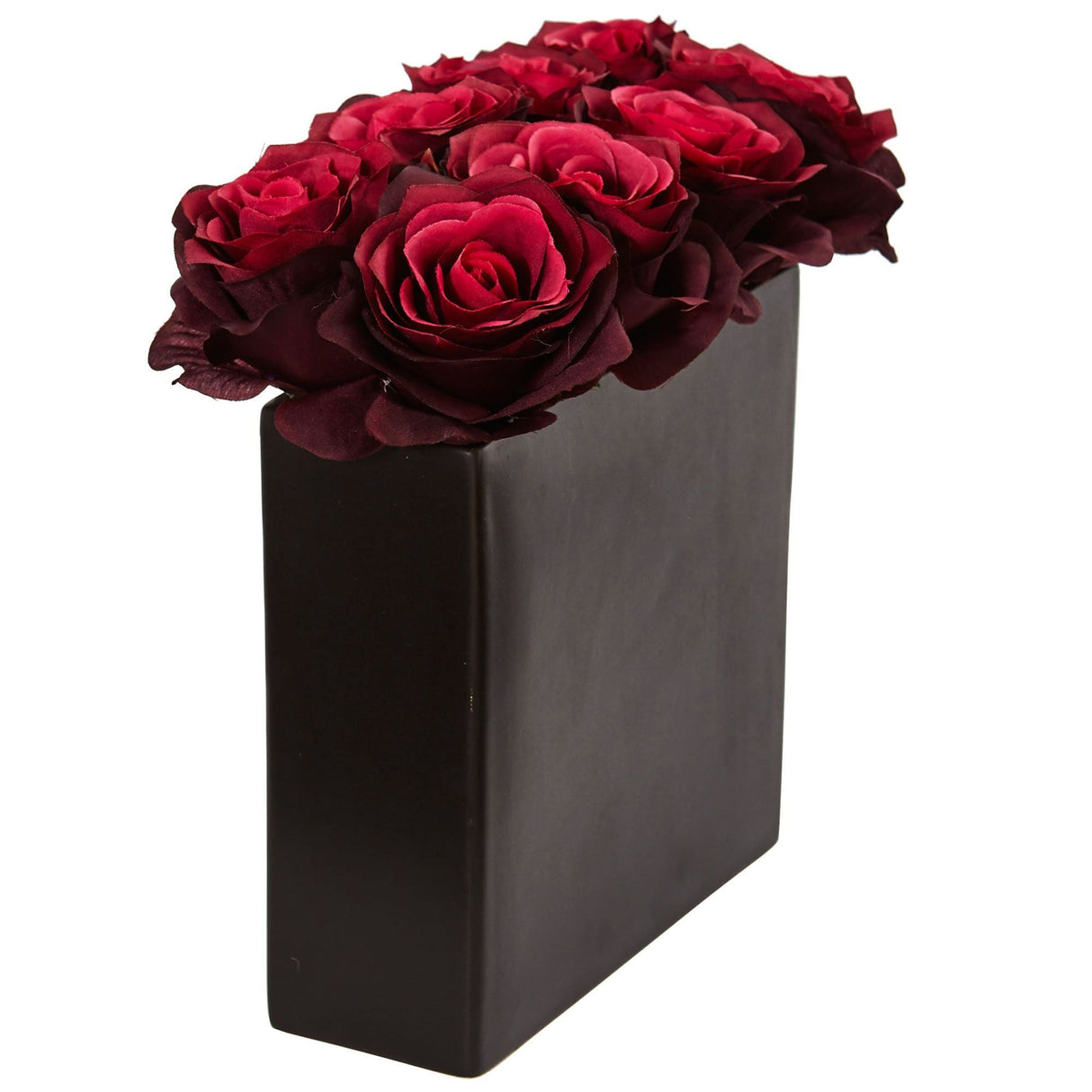 Roses Arrangement in Black Vase-Parc Decor