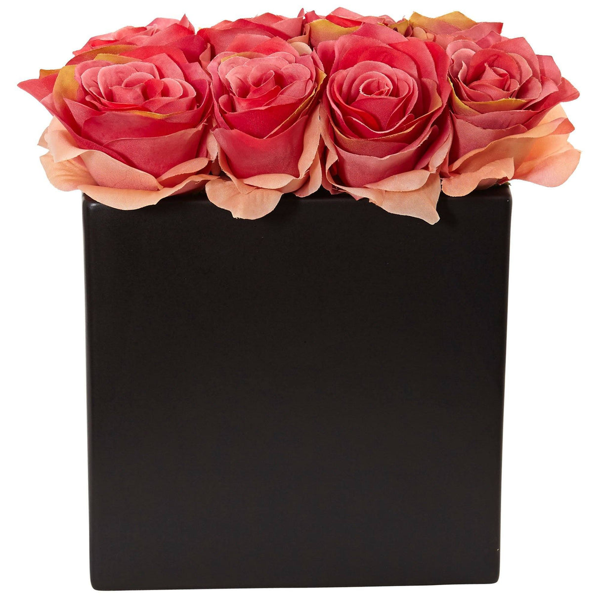 Roses Arrangement in Black Vase-Parc Decor