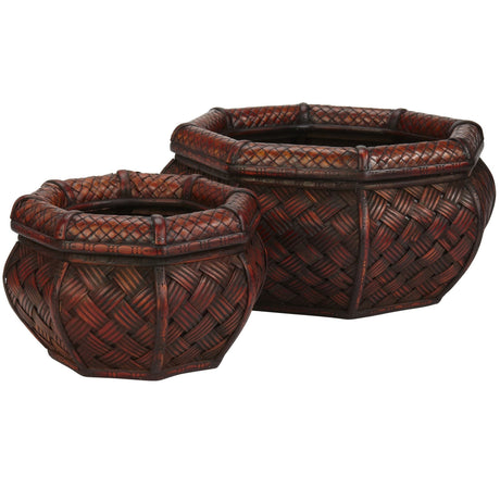 Rounded Ocatagon Decorative Planters (Set of 2)-Parc Decor