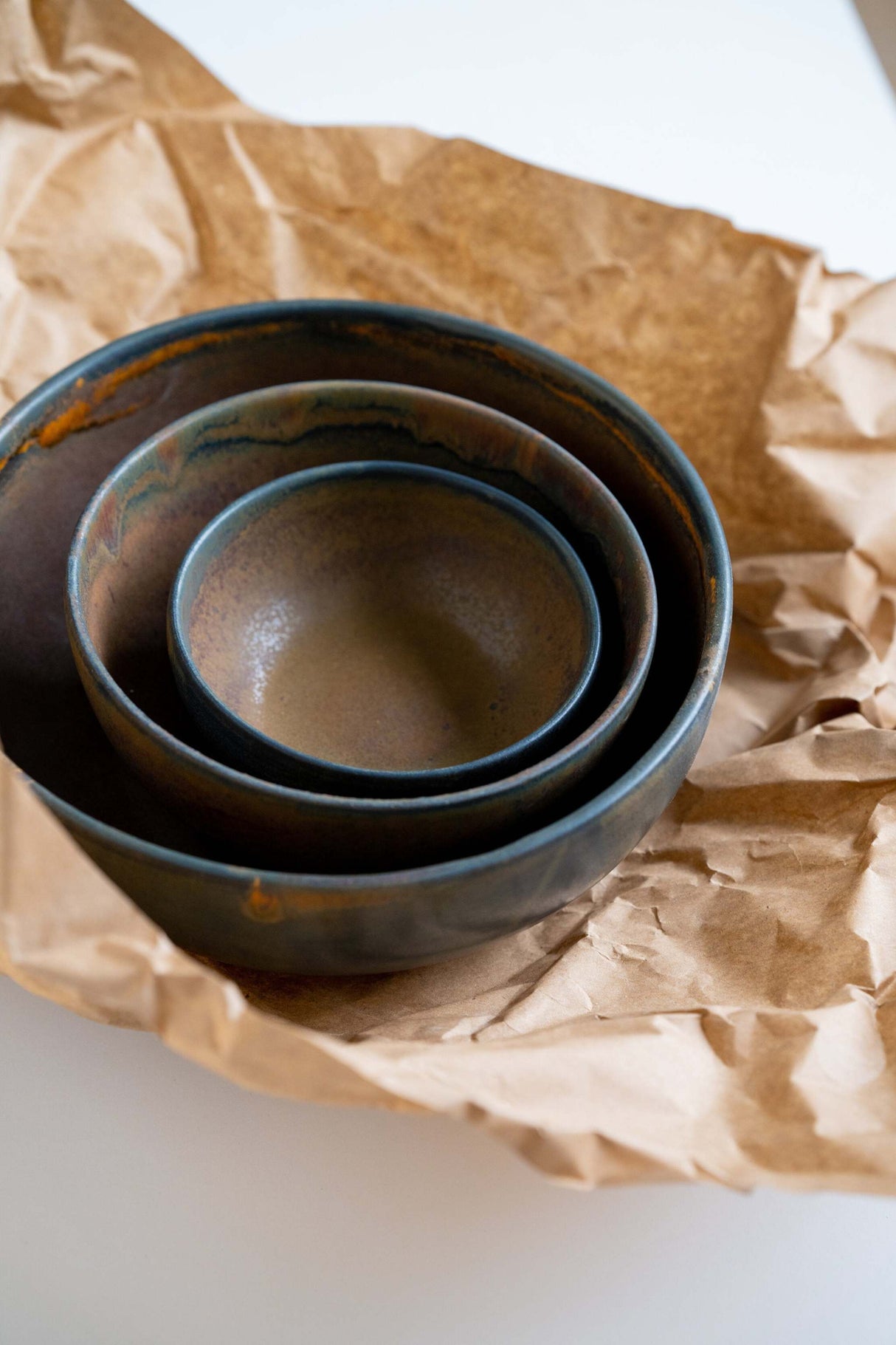 Rust Stoneware Nesting Bowl Set-Parc Decor