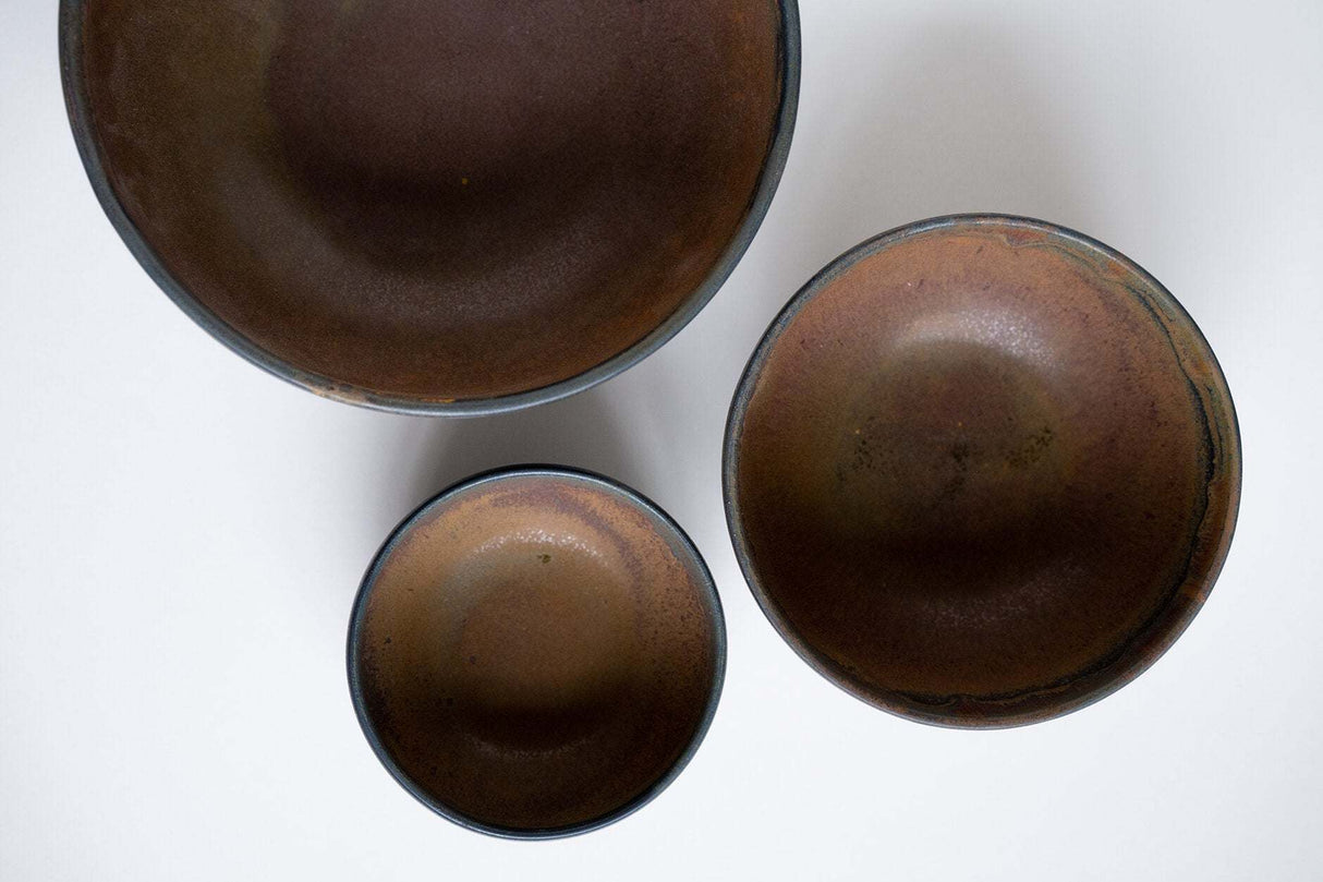 Rust Stoneware Nesting Bowl Set-Parc Decor