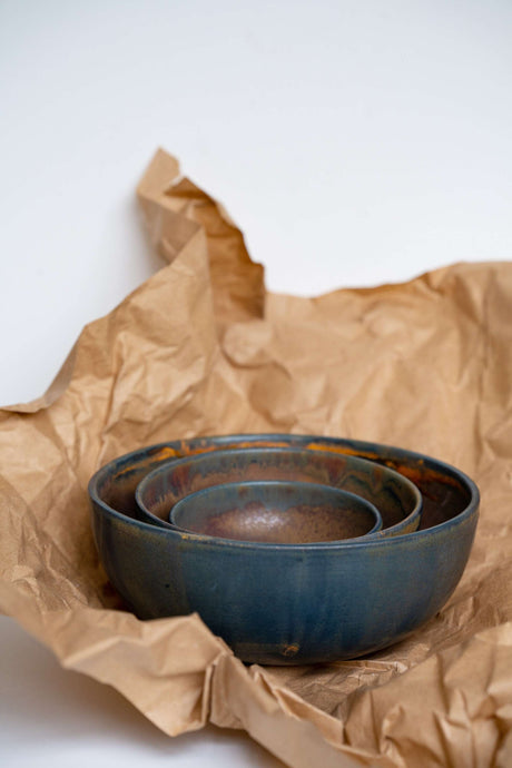 Rust Stoneware Nesting Bowl Set-Parc Decor
