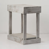 Rustic Wood Square Side Table with Shelf-Parc Decor