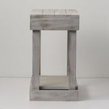 Rustic Wood Square Side Table with Shelf-Parc Decor