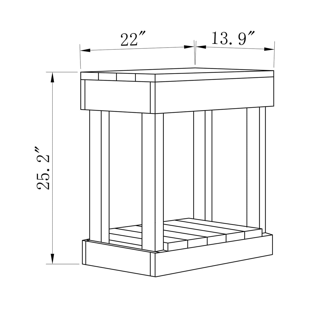Rustic Wood Square Side Table with Shelf-Parc Decor