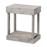 Rustic Wood Square Side Table with Shelf-Parc Decor