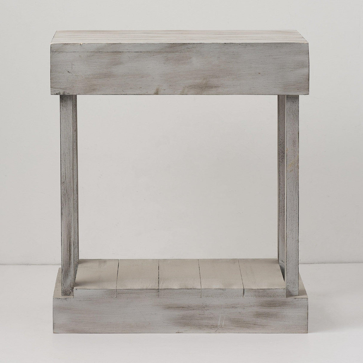 Rustic Wood Square Side Table with Shelf-Parc Decor