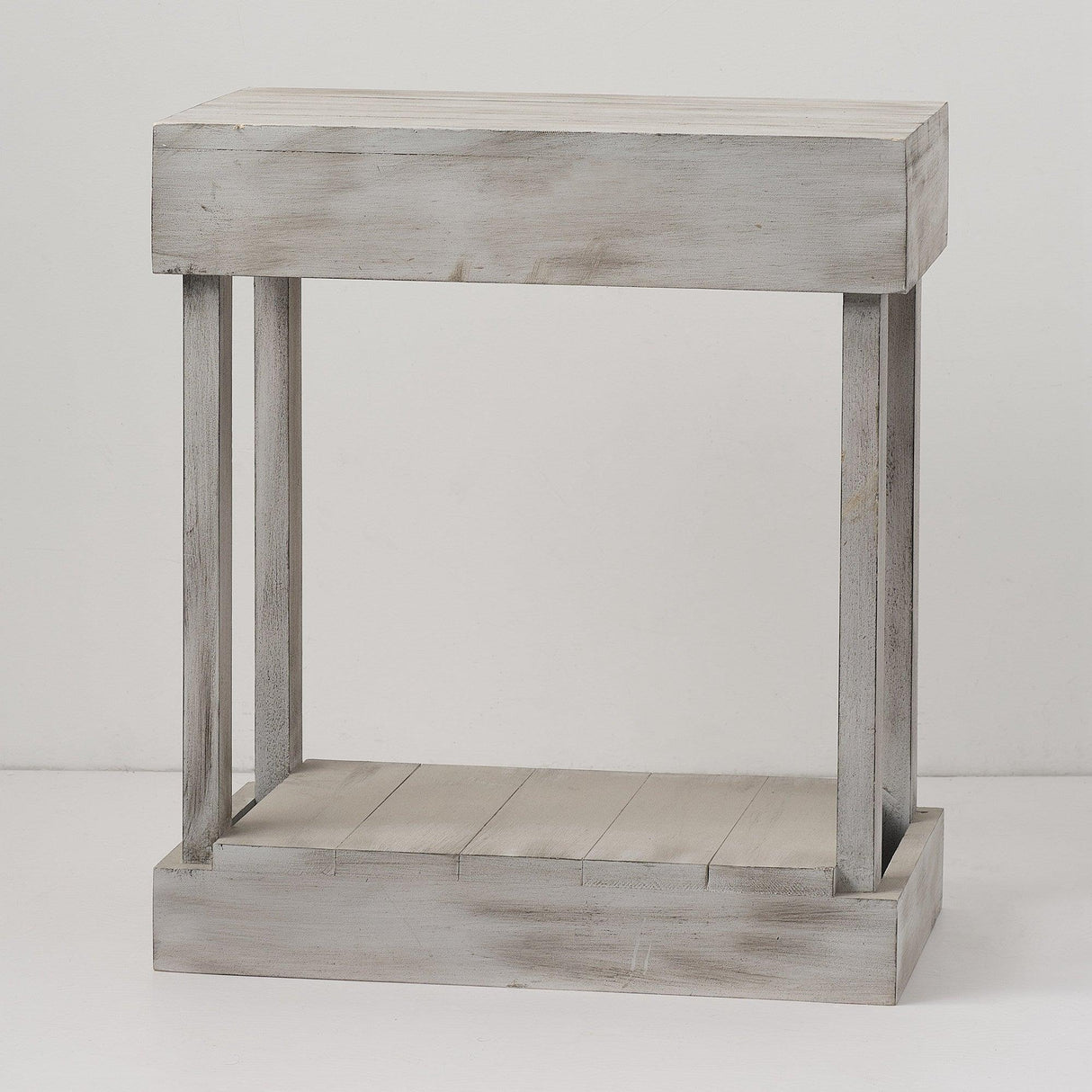 Rustic Wood Square Side Table with Shelf-Parc Decor