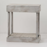 Rustic Wood Square Side Table with Shelf-Parc Decor