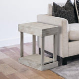 Rustic Wood Square Side Table with Shelf-Parc Decor