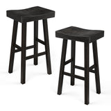 Set of 2 Farmhouse Solid Wood Bar Stools - Backless Saddle Seat Counter Height Chairs for Kitchen Island, Breakfast Nook & Home Office-Parc Decor