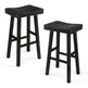 Set of 2 Farmhouse Solid Wood Bar Stools - Backless Saddle Seat Counter Height Chairs for Kitchen Island, Breakfast Nook & Home Office-Parc Decor