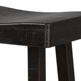 Set of 2 Farmhouse Solid Wood Bar Stools - Backless Saddle Seat Counter Height Chairs for Kitchen Island, Breakfast Nook & Home Office-Parc Decor