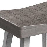 Set of 2 Farmhouse Solid Wood Bar Stools - Backless Saddle Seat Counter Height Chairs for Kitchen Island, Breakfast Nook & Home Office-Parc Decor